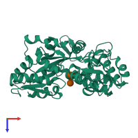 PDB entry 1fqd coloured by chain, top view.