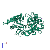 PDB entry 1fqe coloured by chain, top view.