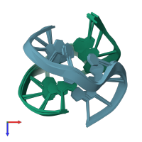 PDB entry 1fqp coloured by chain, ensemble of 5 models, top view.