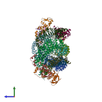 PDB entry 1fqv coloured by chain, side view.