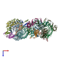 PDB entry 1fqv coloured by chain, top view.