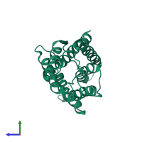 PDB entry 1fqy coloured by chain, side view.