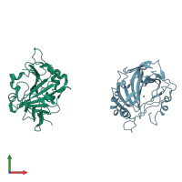 PDB entry 1fr7 coloured by chain, front view.