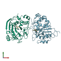 PDB entry 1fr8 coloured by chain, front view.