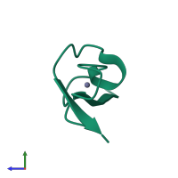 PDB entry 1fre coloured by chain, side view.