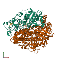 PDB entry 1frf coloured by chain, front view.