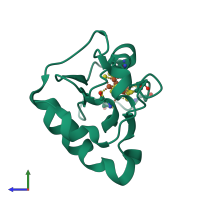 PDB entry 1frh coloured by chain, side view.