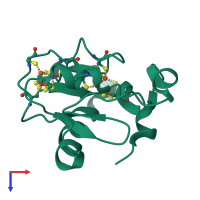 PDB entry 1frh coloured by chain, top view.