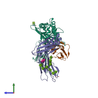 PDB entry 1frt coloured by chain, side view.