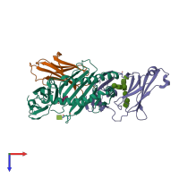 PDB entry 1frt coloured by chain, top view.