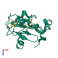 PDB entry 1frx coloured by chain, top view.