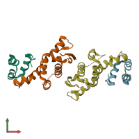 PDB entry 1fs1 coloured by chain, front view.
