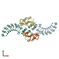 PDB 1fs2 coloured by chain and viewed from the front.