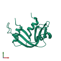 PDB entry 1fs3 coloured by chain, front view.