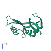 PDB entry 1fs3 coloured by chain, top view.