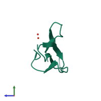PDB entry 1fsc coloured by chain, side view.