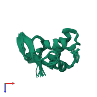 PDB entry 1fsh coloured by chain, ensemble of 20 models, top view.