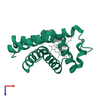 Leghemoglobin A in PDB entry 1fsl, assembly 1, top view.