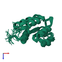 PDB entry 1fsp coloured by chain, ensemble of 20 models, top view.