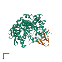 PDB entry 1fss coloured by chain, top view.