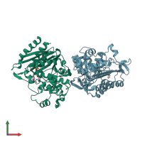 PDB entry 1fsy coloured by chain, front view.