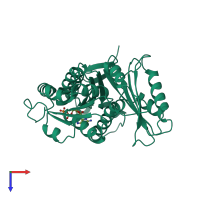 PDB entry 1fsz coloured by chain, top view.