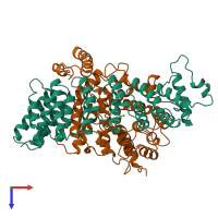 PDB entry 1ft2 coloured by chain, top view.