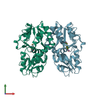 PDB entry 1ftl coloured by chain, front view.