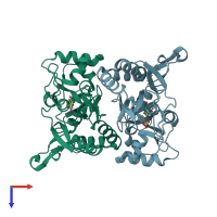 PDB entry 1ftl coloured by chain, top view.