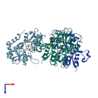 PDB entry 1ftm coloured by chain, top view.