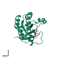 PDB entry 1ftn coloured by chain, side view.