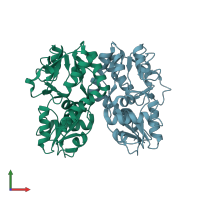 PDB entry 1fto coloured by chain, front view.
