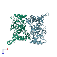PDB entry 1fto coloured by chain, top view.