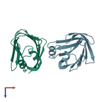 PDB entry 1ftp coloured by chain, top view.