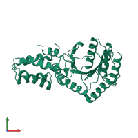 PDB entry 1fts coloured by chain, front view.