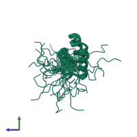 PDB entry 1ftz coloured by chain, ensemble of 20 models, side view.