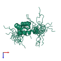 PDB entry 1ftz coloured by chain, ensemble of 20 models, top view.