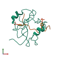 PDB entry 1fu5 coloured by chain, front view.