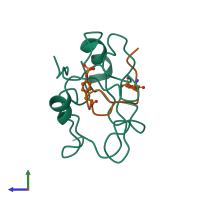 PDB entry 1fu5 coloured by chain, side view.