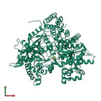 PDB entry 1fu7 coloured by chain, front view.