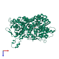 PDB entry 1fu7 coloured by chain, top view.