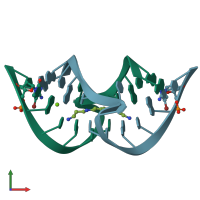 PDB entry 1fuf coloured by chain, front view.