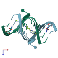 PDB entry 1fuf coloured by chain, top view.