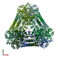 PDB entry 1fui coloured by chain, front view.