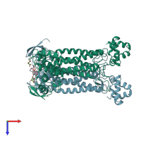 PDB entry 1fuo coloured by chain, top view.