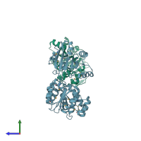 PDB entry 1fuu coloured by chain, side view.