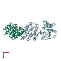 PDB entry 1fuu coloured by chain, top view.