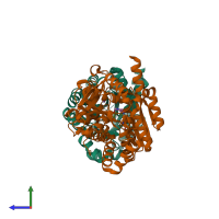 PDB entry 1fuy coloured by chain, side view.