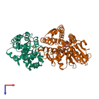 PDB entry 1fuy coloured by chain, top view.