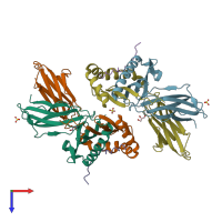 PDB entry 1fv1 coloured by chain, top view.